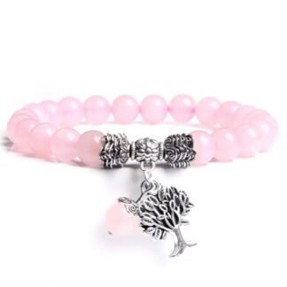 Bracelet en pierres naturelles quartz rose argent