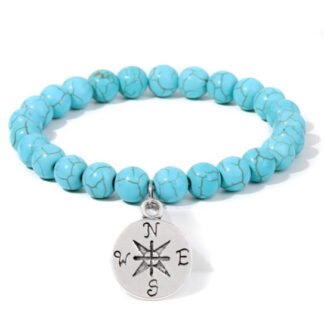 Bracelet howlite boussole bleue