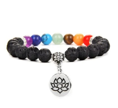 bracelet 7 chakras pierre de lave