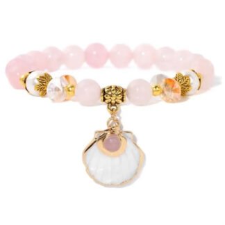 bracelet quartz rose coquillage plaque or